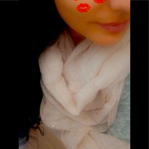 light pink scarf gold embellishment. Stella & Dot